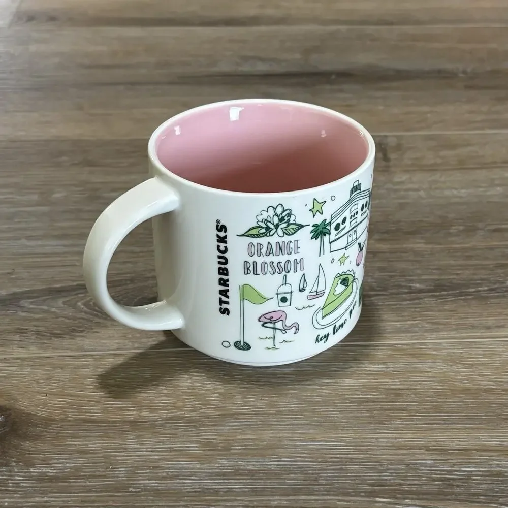 Starbucks FLORIDA “ Been There Series ” 14 oz Mug 2018 White Pink Green